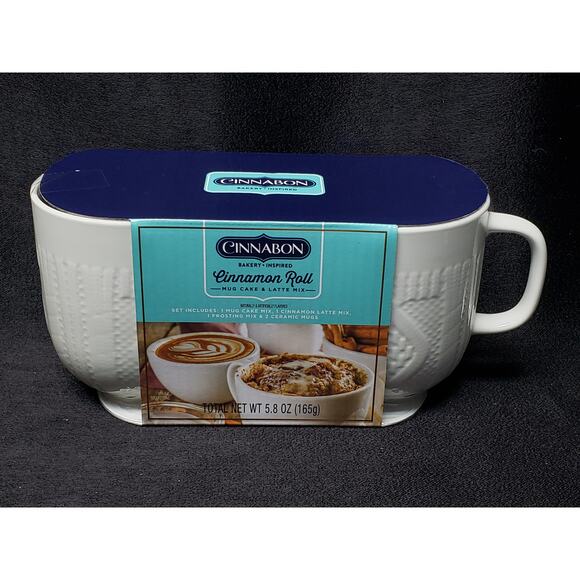 Cinnabon Cinnamon Roll 2 Ceramic Mug Set = Cake Cinnamon Latte & Frosting Mix - Picture 9 of 9